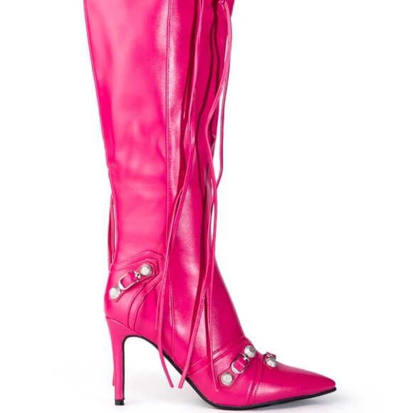 AZALEA WANG " NO STRINGS ATTACHED " STILETTO BOOT IN FUCHSIA ( BRAND NEW !! ) - Picture 5 of 7